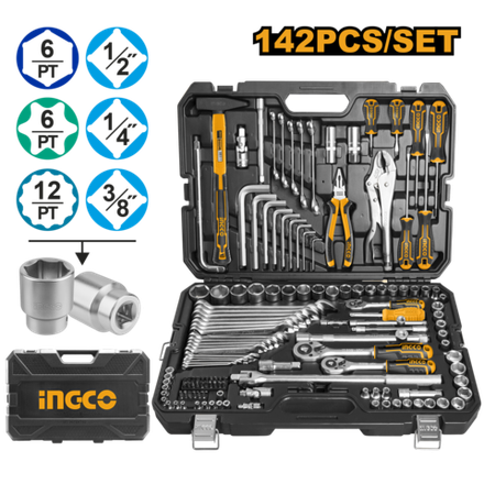 Набор инструмента для дома и авто INGCO HKTHP21421 INDUSTRIAL 142 предмета