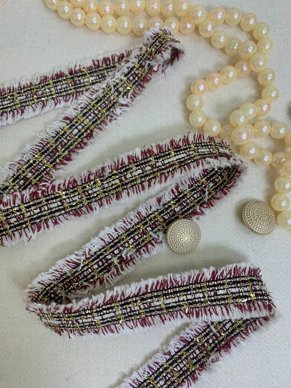 тесьма "шанель", 2,5см бордо/золото/черный/белый