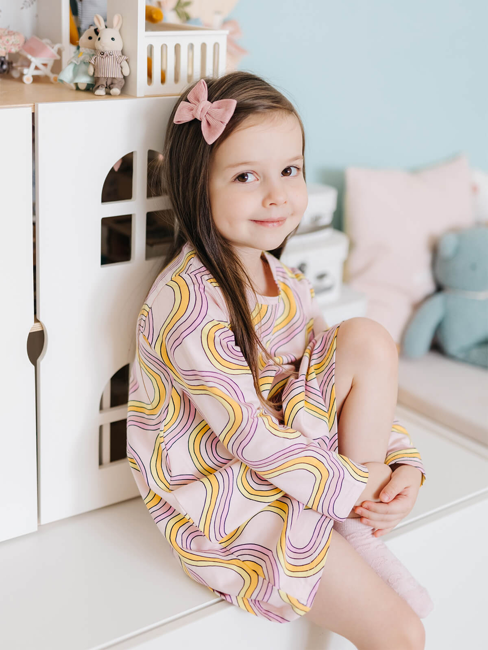 Платье трапеция Mjölk Радуга, с длинным рукавом