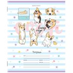 Тетрадь 12 л. BRAUBERG, клетка, обложка картон, "КОРГИ", 106460, 5шт