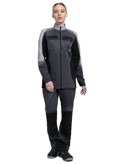 Костюм женский "Формула-1" (куртка+брюки) т.серый/св.серый/черный