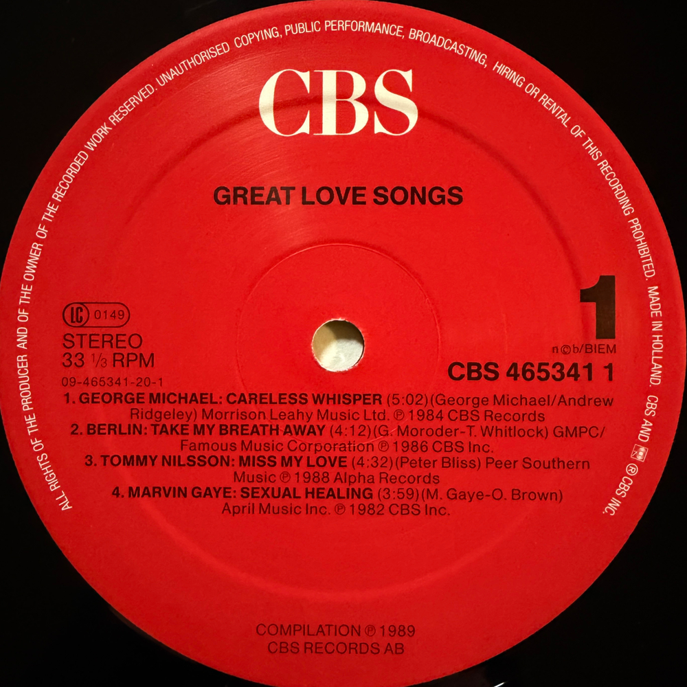 Сборник Great Love Songs 2LP (Голландия 1989г.)