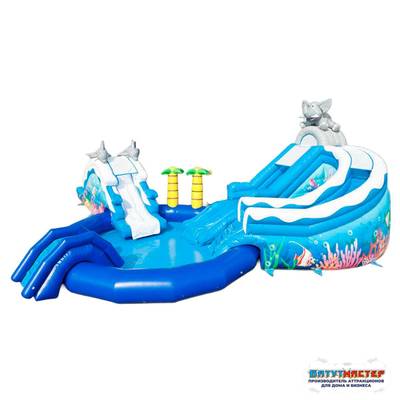 Надувной аквапарк с горками и бассейном «Морское приключение», 16,7×15×6,7 м