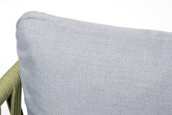 "Диего" диван 2-местный плетеный из роупа, каркас алюминий светло-серый (RAL7035) муар, роуп салатовый меланж круглый, ткань светло-серая