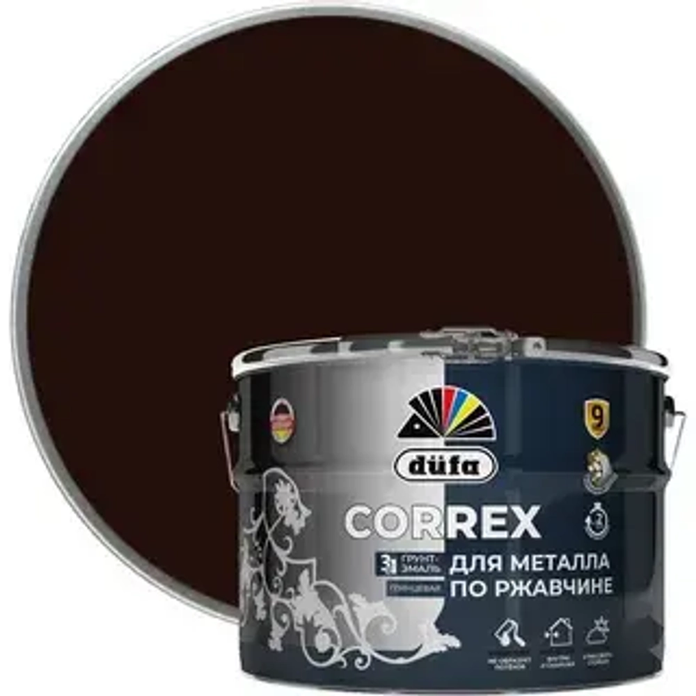 Грунт-эмаль Dufa CORREX 3 в 1 для металла по ржавчине RAL-8017 шоколад