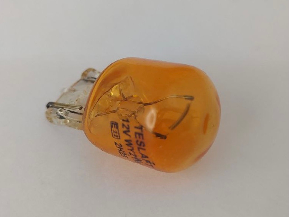 Лампа 12V WY21W 21W W3x16d 142912 TESLAFT (стеклянный цоколь)