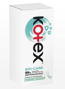ПРОКЛАДКИ ЕЖЕДНЕВНЫЕ KOTEX LINERS BIO CARE EXTRA THIN 20ШТ