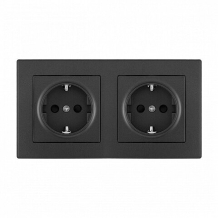 Розетка с заземлением и со шторкой Arte Milano SET06-2 SET06-2-40-1x2 black