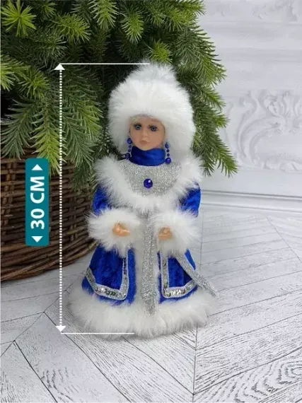 Снегурочка Русская Краса в синей с серебром шубе и шапке 30 см., Christmas DeLuxe (84667)