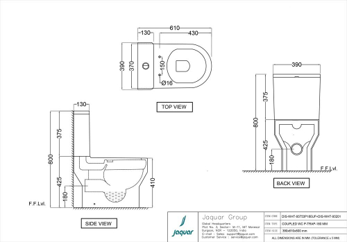 Jaquar, бачок для унитаза МГН, белый DIS-WHT-93201