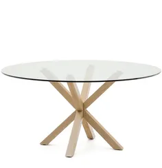 Круглый стеклянный стол Argo на стальных ножках с черной отделкой, Ø 150