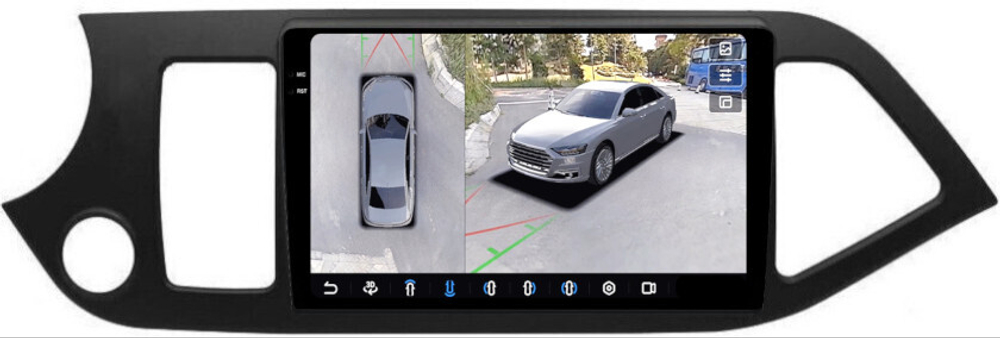 Магнитола для KIA Picanto 2 2011-2016 - FarCar BX217M-360 монитор 9.5" 2K QLED на Android 13, 6Гб+128Гб, CarPlay, 4G SIM-слот, 4 камеры в комплекте