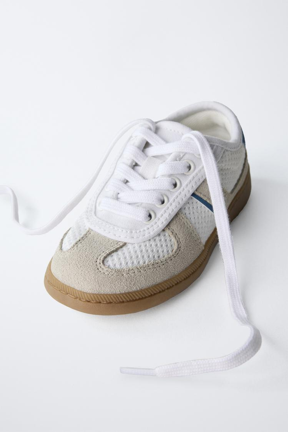 ZARA КРОССОВКИ ИЗ СЕТЧАТОЙ ТКАНИ, БЕЛЫЙ