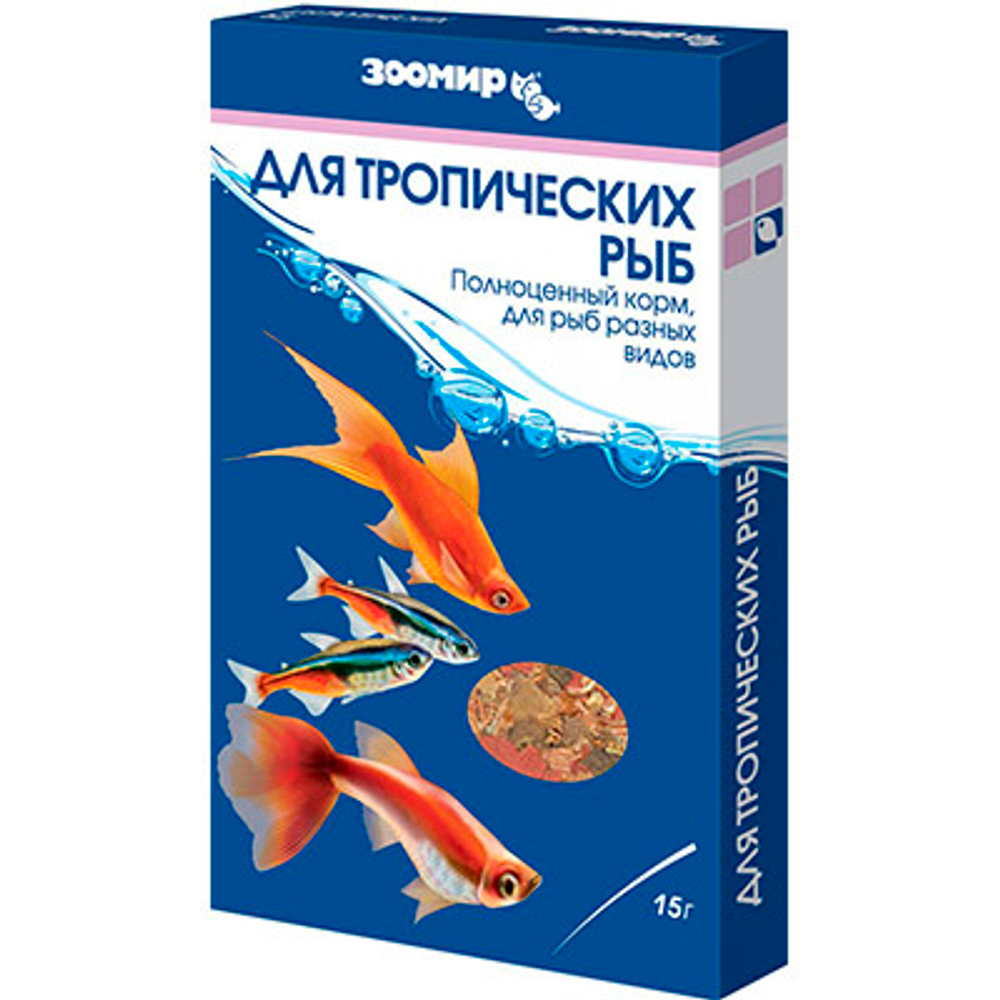 Зоомир Корм для Тропических рыб хлопья, коробка