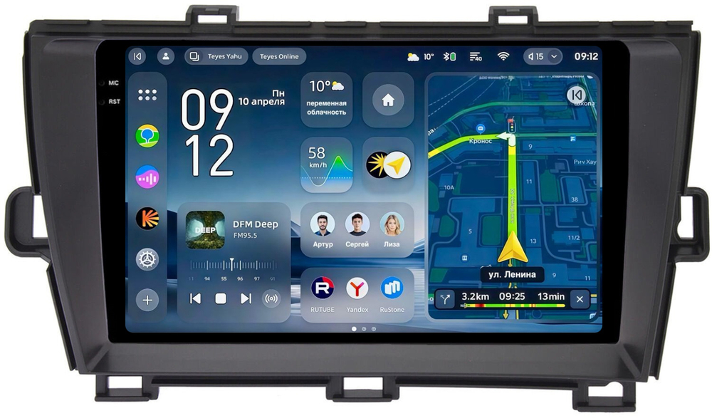 Магнитола для Toyota Prius 30 2009-2015 (левый руль, рамка черная) - Teyes CC4-PRO монитор 9.5" 2K QLED на Android 13, Snapdragon 778G, AI, CarPlay, DSP, 4G SIM-слот