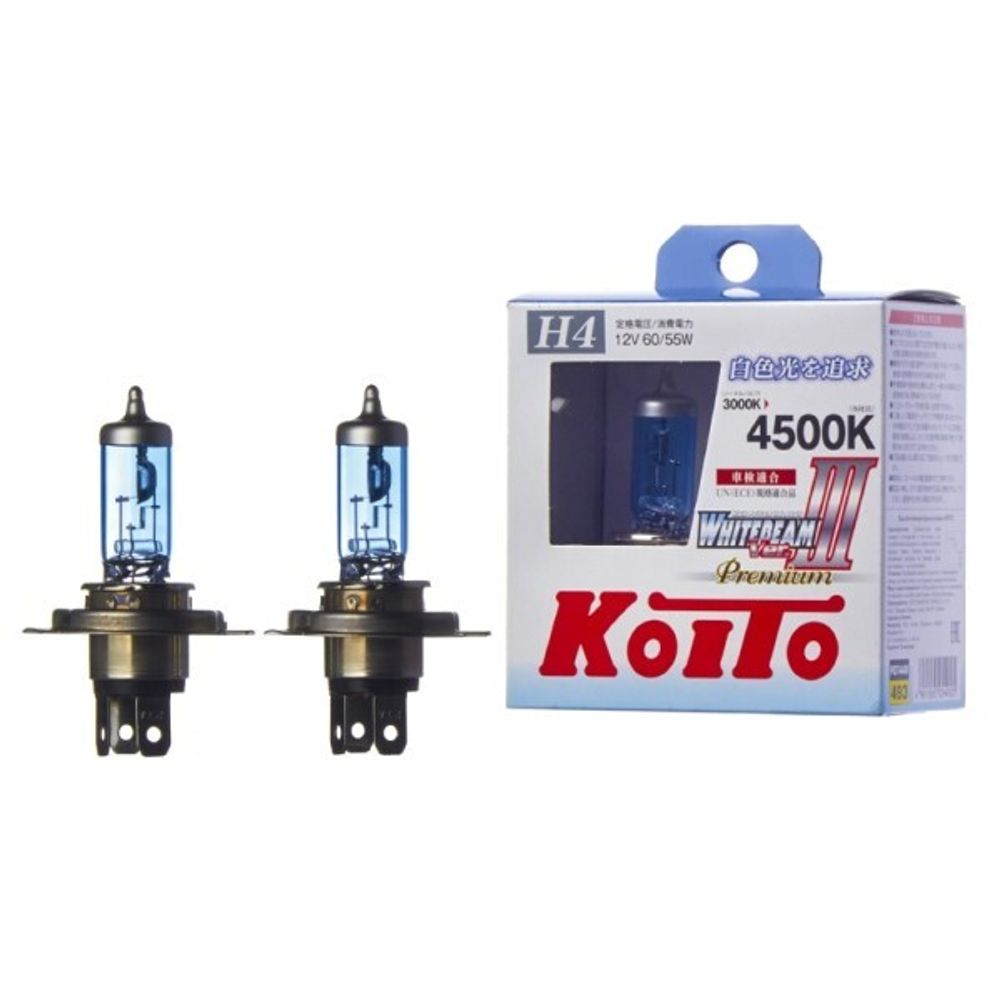 Лампа H4 12V 60/55W P43t н/о набор Whitebeam Premium 4500К (2 шт) (KOITO)