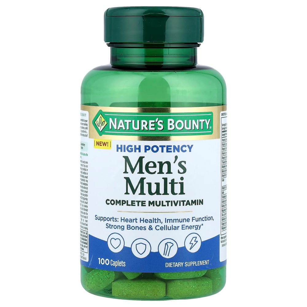 Nature's Bounty, Men's Multi, полноценный мультивитаминный комплекс для мужчин, высокая эффективность, 100 капсул