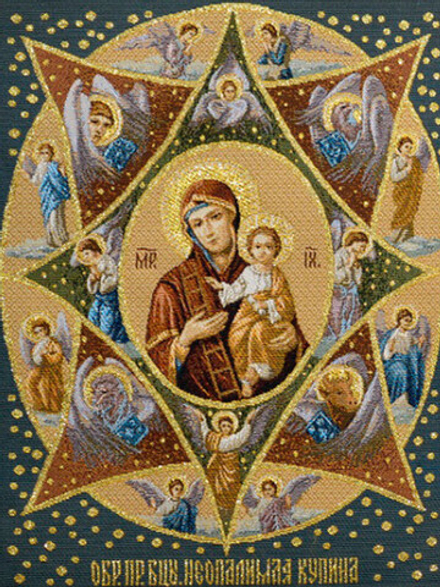 Гобеленовая картина "D. НЕОПАЛИМАЯ КУПИНА" в багетной раме, Россия.