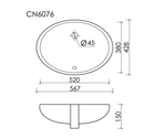 Раковина встраиваемая под столешницу CERAMICANOVA Element 567x428x150 мм, с крепежом и шаблоном для установки, арт. CN6076