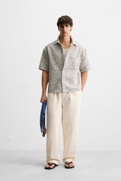 ZARA БРЮКИ-ДЖОГГЕРЫ КЛАССИЧЕСКОГО КРОЯ, ЭКРЮ