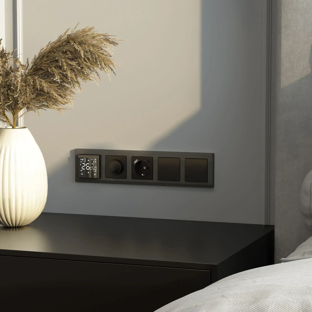 Выключатель одноклавишный проходной (черный матовый) W1112008