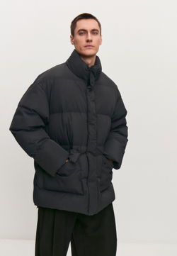 Пуховик удлиненный без капюшона | graphite