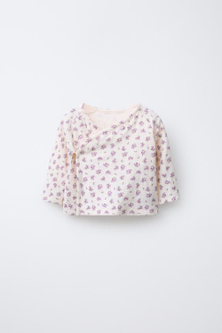 ZARA ФУТБОЛКА КИМОНО С ЦВЕТОЧНЫМ ПРИНТОМ, ЦВЕТ РОЗОВОГО ДЕРЕВА