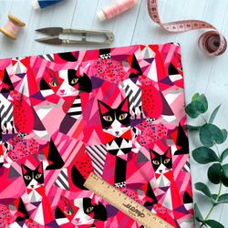 Ткань Барби графические коты