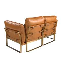 Двухместный диван Angel Cerda 6229 из кожи цвета Camel