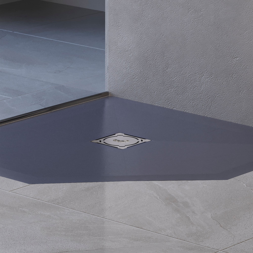 Душевой поддон трапеция RGW ST/T-G Графит (900x900)