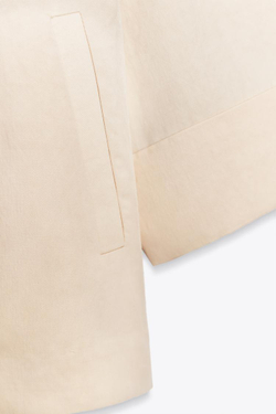 ZARA ДВУБОРТНЫЙ БЛЕЙЗЕР С РУКАВАМИ ТРИ ЧЕТВЕРТИ, ЭКРЮ