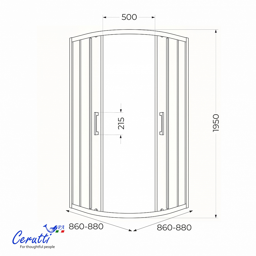 Душевое ограждение Ceruttispa ВИВА (VIVA) 90 N (90x90x195)