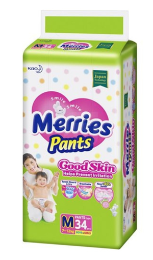 MERRIES Good Skin Трусики для детей размер M 7-12 кг 34 шт