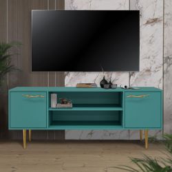 Тумба под ТВ Арт Колор matte 155см Стайл Голд Пастельно-синий матовый