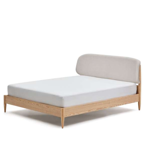 Кровать Octavia из ясеневой фанеры с белым мягким изголовьем 180x200 см