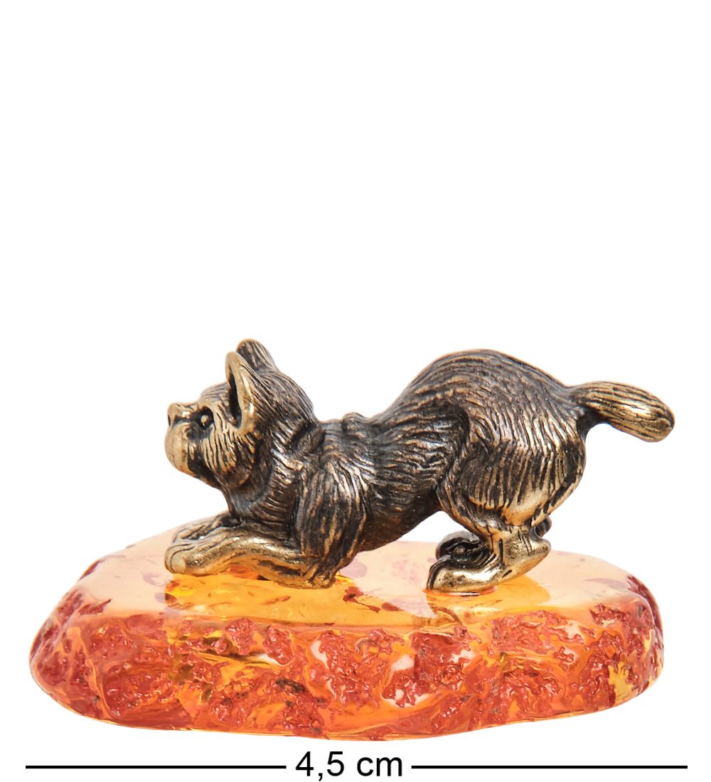 Народные промыслы AM-1751 Фигурка «Кот Турецкий ван» (латунь, янтарь)