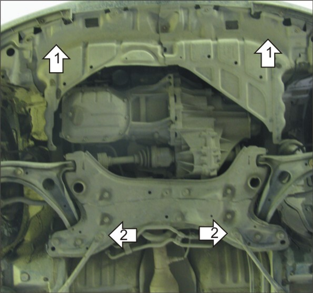 Защита картера Двигателя, КПП. 2 мм, Сталь. для Toyota Yaris Verso 1999-2005, Toyota Yaris 1999-2005 MOTODOR.02521