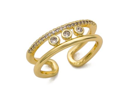 Кольцо "Параллели" со стразами, 6,5мм, разъемное