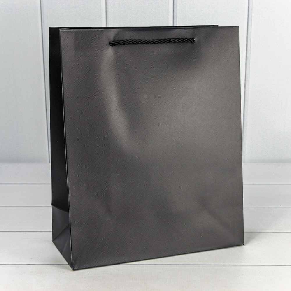Пакет подарочный 26х32х12см "Фактура" (Черный)