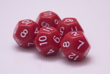 Кости Д12 красные - 5 шт.