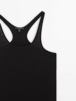 Massimo Dutti Топ из 100% хлопка с бретелями, черный