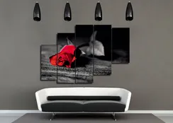 Модульная картина "Роза на черно-белом фоне"