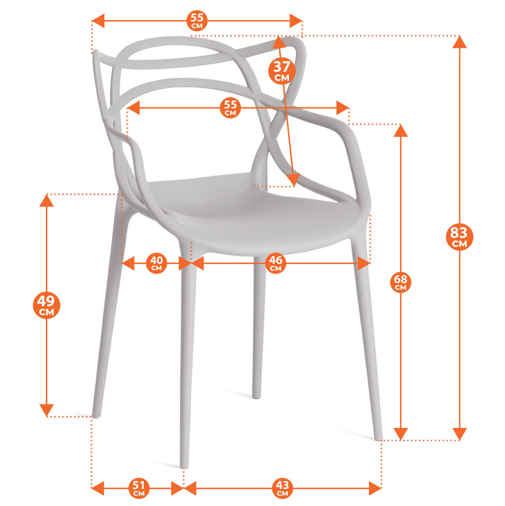 Стул Cat Chair (mod. 028) пластик, 53 x 59 x 82,5 см, желтый (Yellow Y-01)