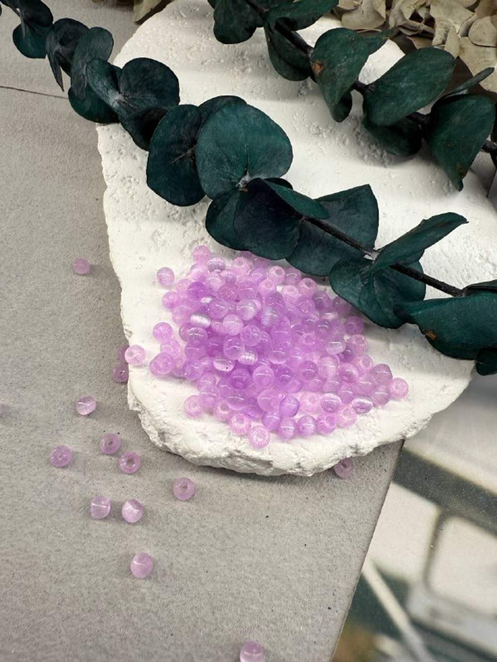 Стеклянные бусины 4 мм "Кошачий глаз", сирень, 150 штук