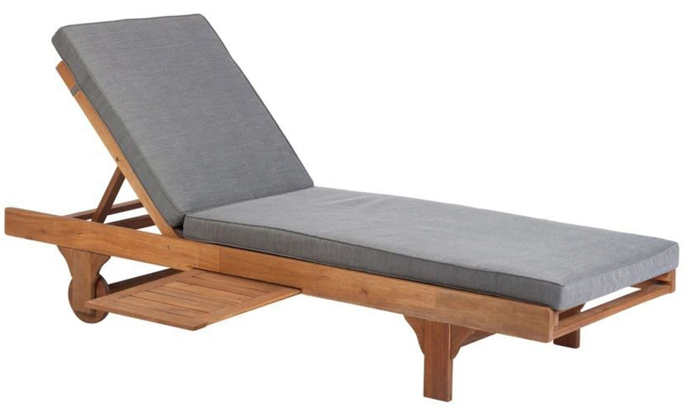 Шезлонг деревянный с матрасом Tagliamento Condao, натуральный, синий