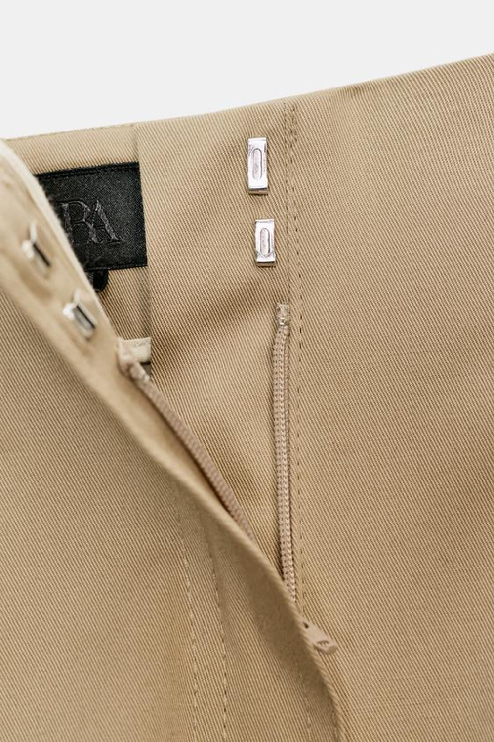 ZARA ЮБКА МИДИ ИЗ ГАБАРДИНА — ZW COLLECTION, ЖЕЛТО-КОРИЧНЕВЫЙ