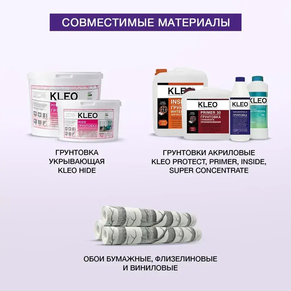 Клей для обоев универсальный KLEO MINI. Для наклеивания всех видов флизелиновых, виниловых, бумажных обоев/ Для внутренних работ. 60г. до 12 м. кв. 2 рулона