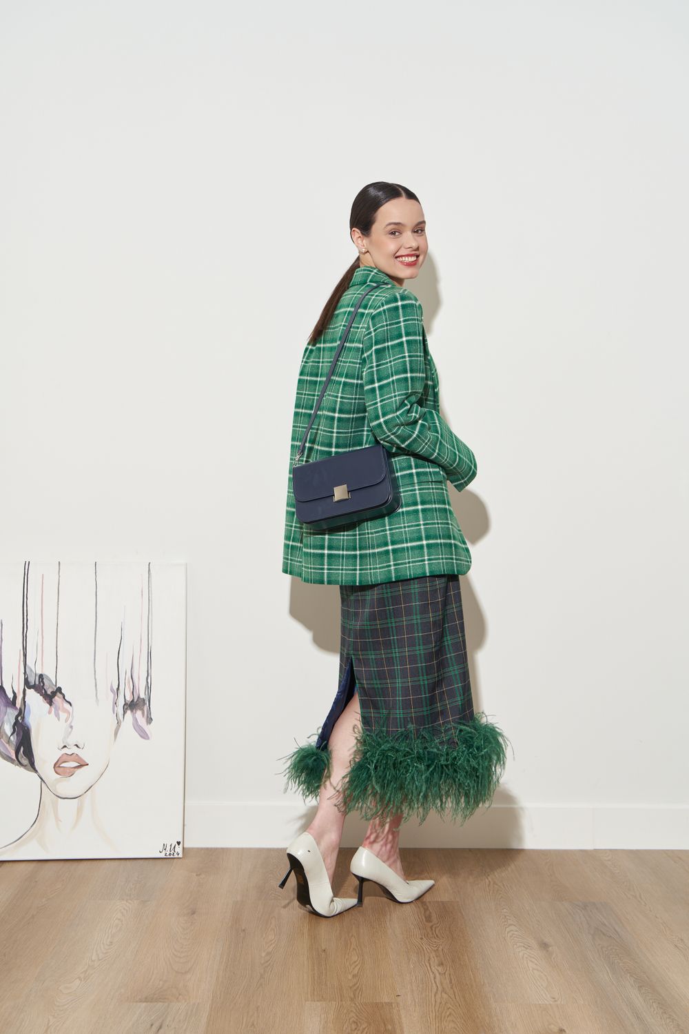 ЮБКА С ПЕРЬЯМИ ТЕМНО-СИНИЙ|ЗЕЛЕНЫЙ|ЗЕЛЕНЫЙ