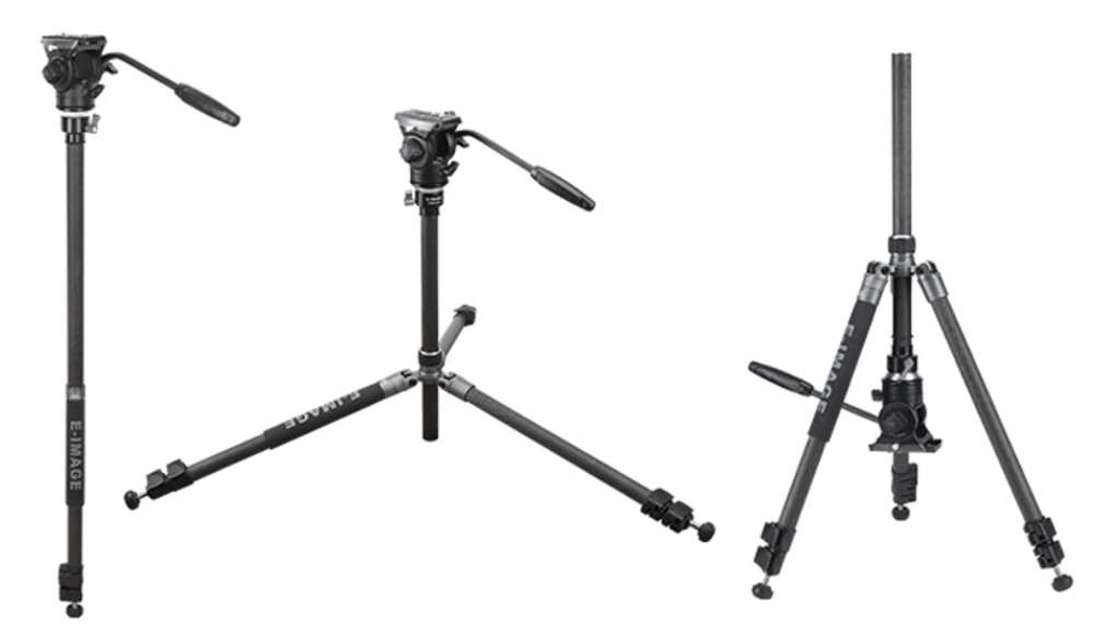 E-IMAGE TC604 PLUS Carbon fiber light weight tripod Штатив с видеоголовой c функцией монопода
