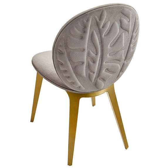 Стул Cava серо-бежевый с золотыми ножками